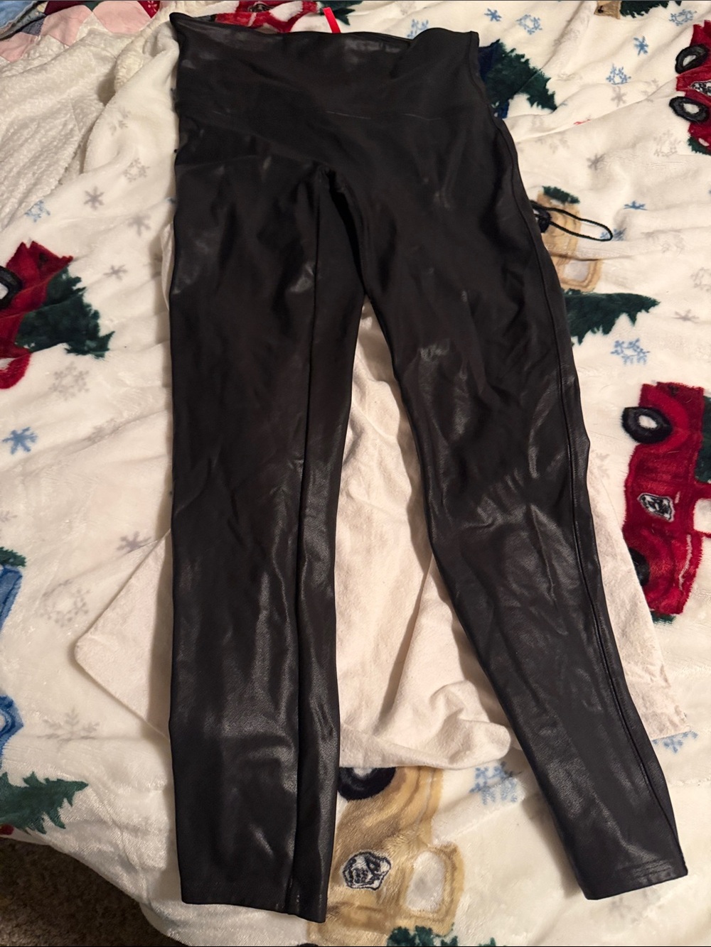Spanx Black Faux-Leather High-Waist Leggings - Women Pants